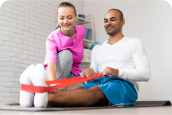 Nurse performing recovery therapy to patient